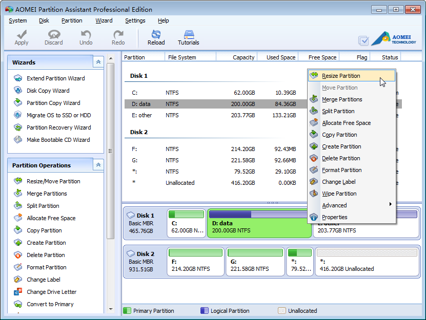 AOMEI Partition Assistant Pro – 磁盘分区整理软件丨反斗限免