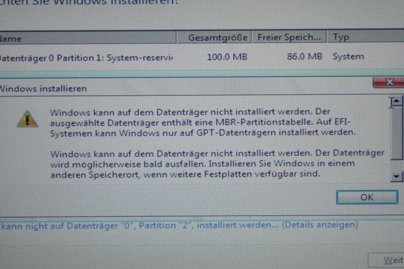 Windows Kann Nicht Installiert Werden Gpt Partitionsstil