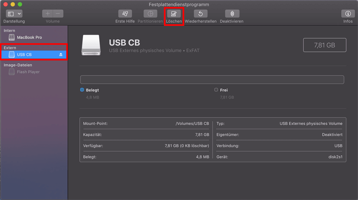 USB-Stick auswählen